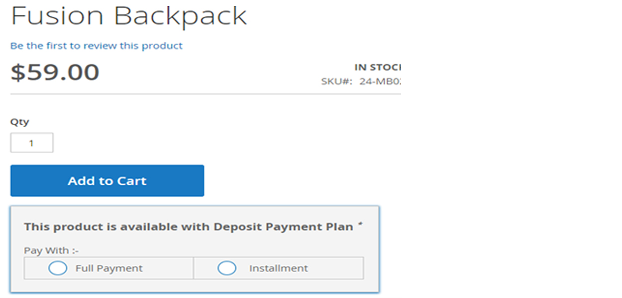 Deposit Payment Product Page